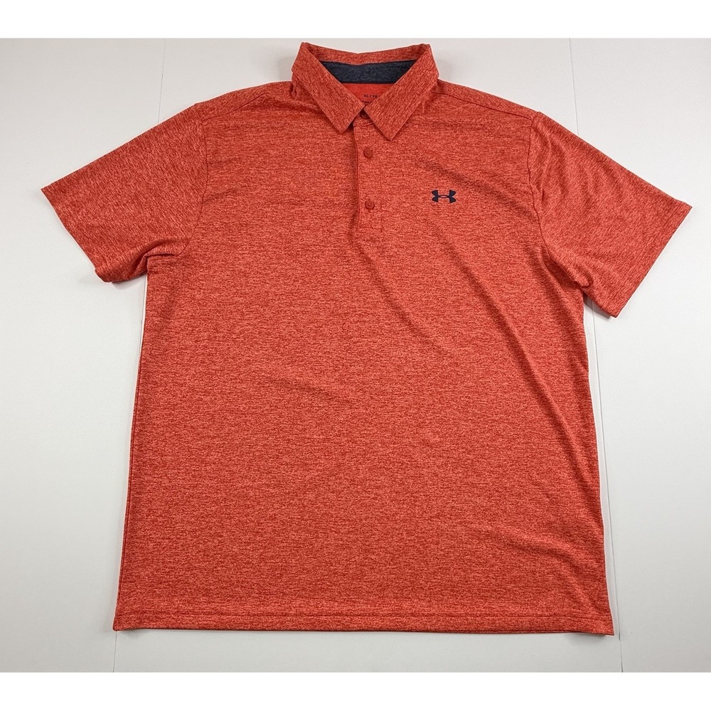 Under Armour UA Playoff Polo Heather Red Mens XL Loose Fit Short Sleeve